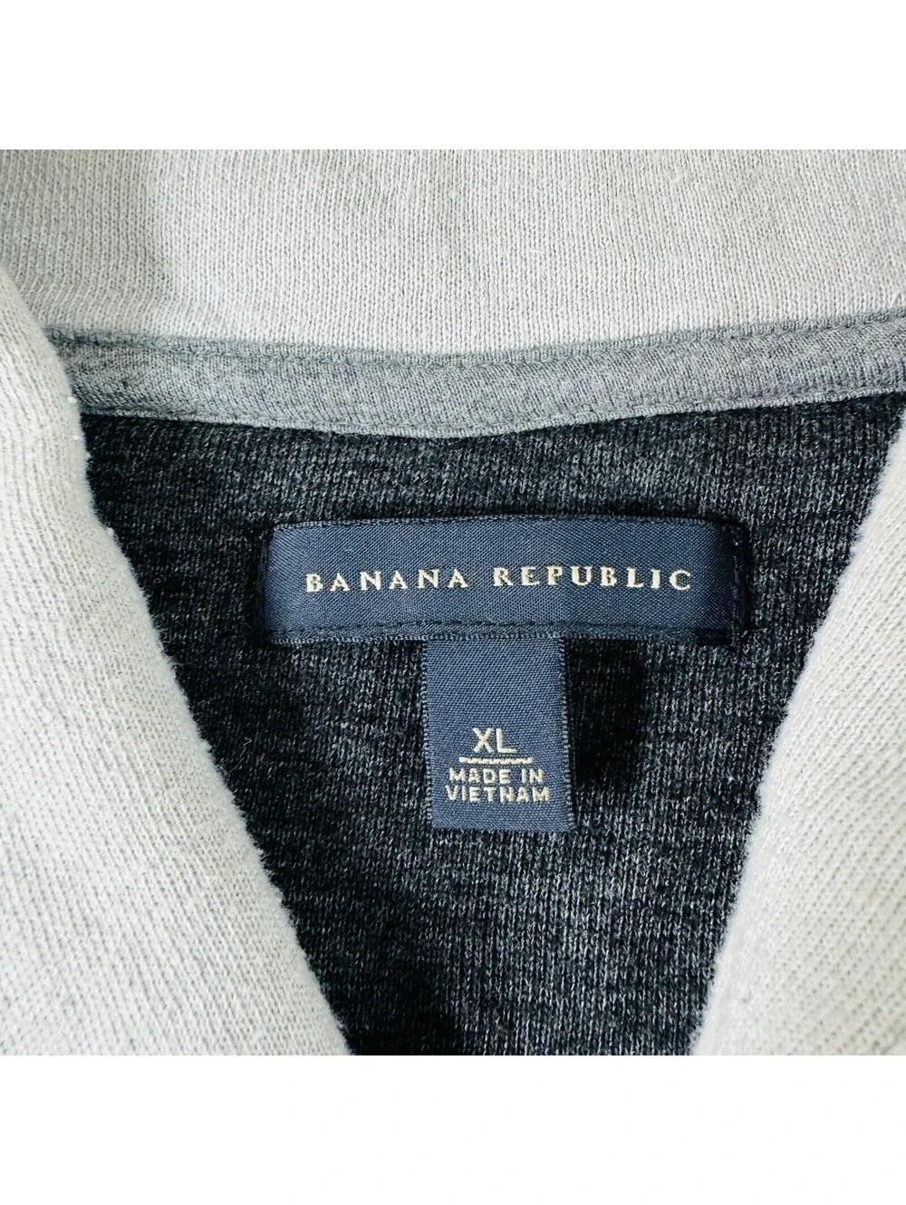 Banana Republic 1/4 Button Sweater Light Gray Mens Size XL